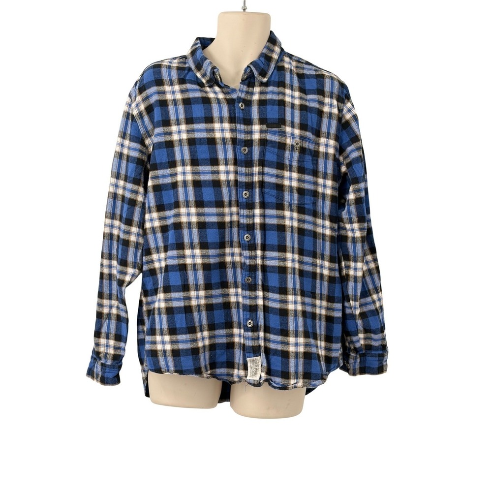 Harley-Davidson Black Label‎ Men's Button Down Blue Black Plaid Flannel Shirt L